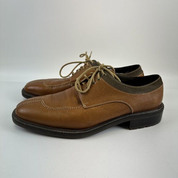 Cole Haan Pebbled Tan Leather Derby Oxford Lace Up Stitching Tan Brown Mens 10.5 main image 13